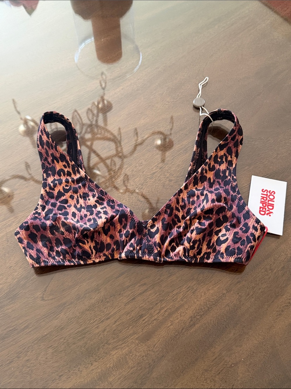 NWT SOLID & STRIPED Leopard-Print Bralette in Brown and Black XS